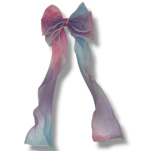 HAIRSTORY #22 Ribbon Long Bow Glittered Mesh