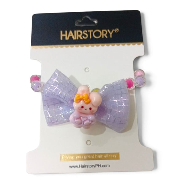 HAIRSTORY 2in1 Bracelet Hair ties Pastel Beads Ribbon W/ Bunny Charms