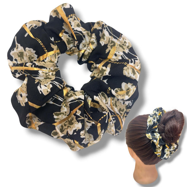 HAIRSTORY 6037 Vintage Scrunchies W/Gold Lining