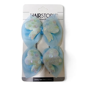 HAIRSTORY 001-BS Cute Pastel Bow Sequin Hair Clip
