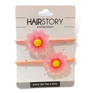 HAIRSTORY Cute Pastel Flower Charm Hair Tie