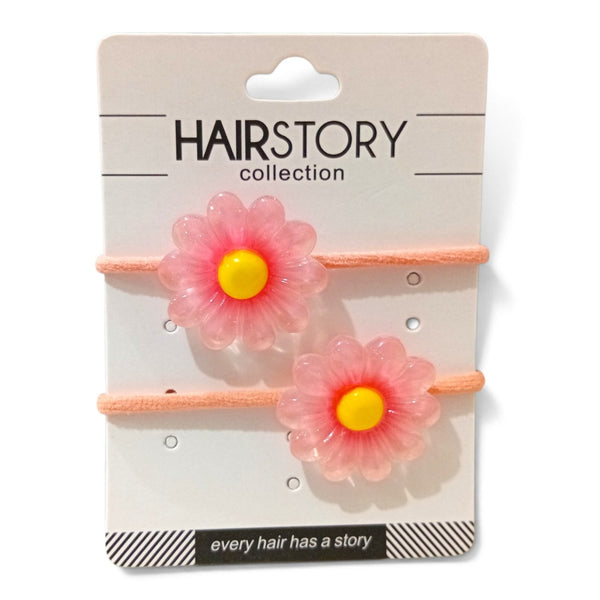 HAIRSTORY Cute Pastel Flower Charm Hair Tie