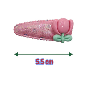 HAIRSTORY Sequin Flower Charm Snap Clip (#25-SF)