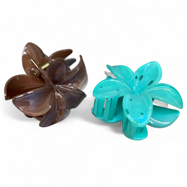 HAIRSTORY D824 Shimmer Double Sided Flower Orchid Hair Clamp