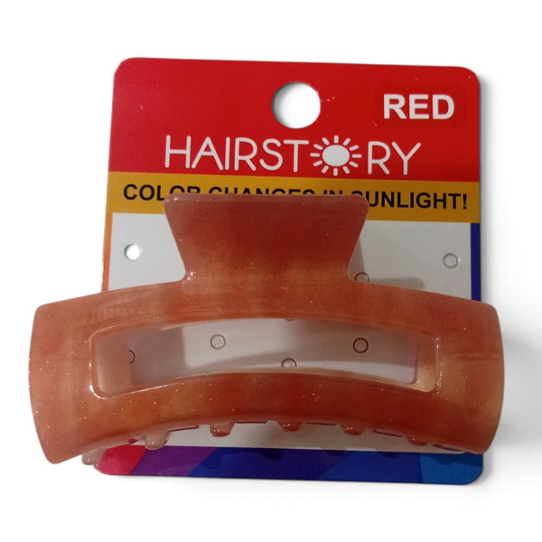 HAIRSTORY Sun UV Color Changing Acrylic Square Hollow Out Clamp 8CM