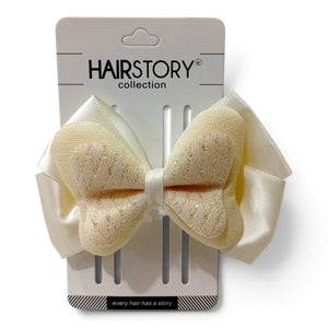 HAIRSTORY Double Layered Bow Diamond Patterned