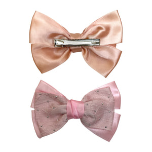 HAIRSTORY BHO00130 Bow Satin Fabric W/ Dotted Rhinestones