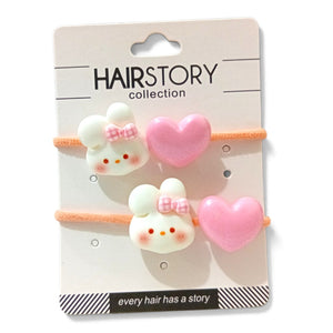 HAIRSTORY Kawaii Bear & Heart Hair Ties