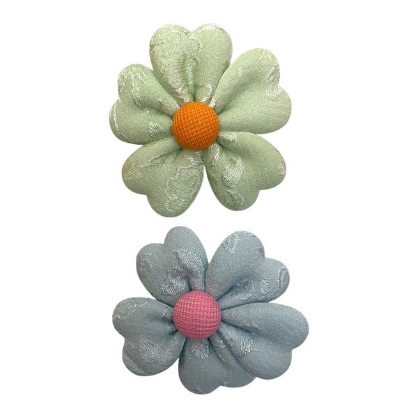 HAIRSTORY BHO00141 Daisy Bllom HairClip Satin Textured W/ Button