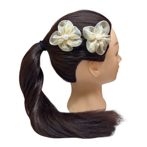HAIRSTORY Shimmer Organza Flower Charm Pin Clip (003-SOF)