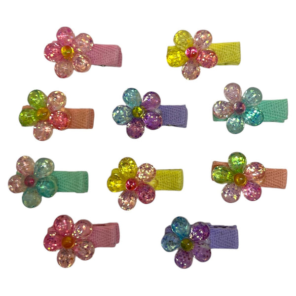 HAIRSTORY Glittered Flower Charm Snap Clip (001-GF)