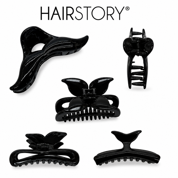 HAIRSTORY D429-Y9432  Classic Black Hair Claw Clip Collection