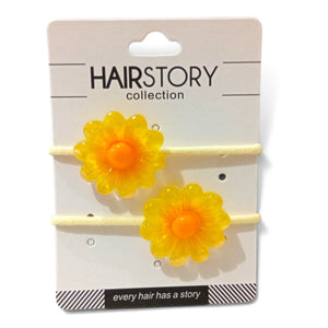 HAIRSTORY Cute Pastel Flower Charm Hair Tie