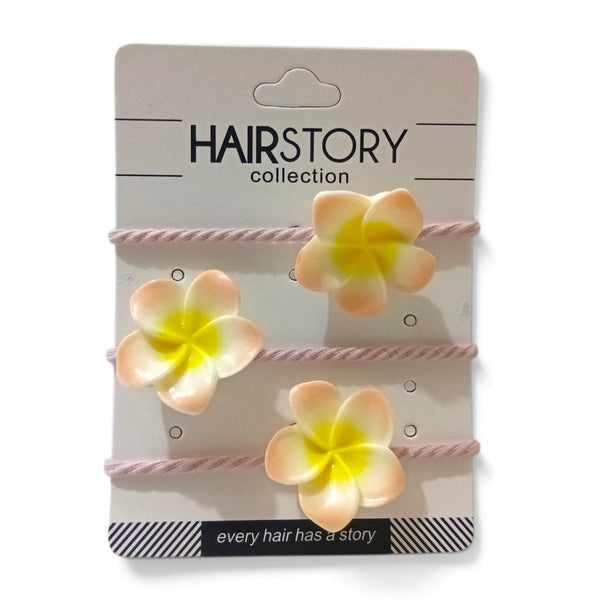 HAIRSTORY Plumeria Flower Charm Hair Ties