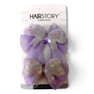 HAIRSTORY 001-BS Cute Pastel Bow Sequin Hair Clip