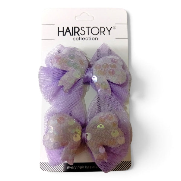 HAIRSTORY 001-BS Cute Pastel Bow Sequin Hair Clip