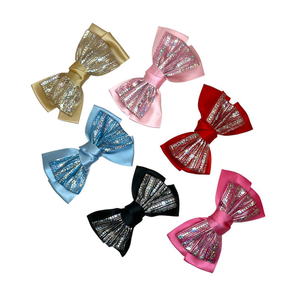 HAIRSTORY BHO00129 Shimmer Satin Bow Hair Clip