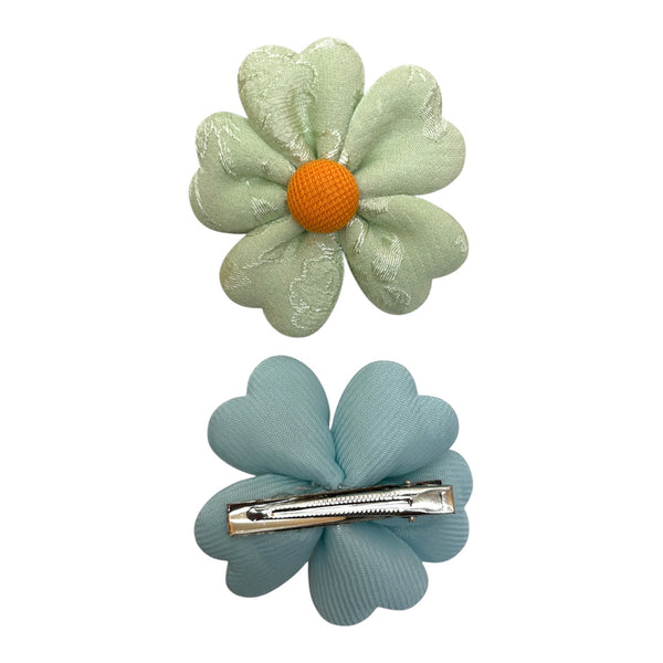 HAIRSTORY BHO00141 Daisy Bllom HairClip Satin Textured W/ Button