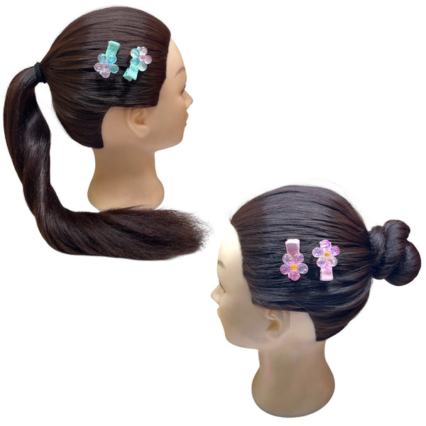 HAIRSTORY Glittered Flower Charm Snap Clip (001-GF)