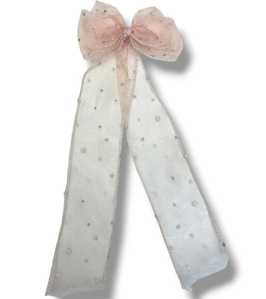 HAIRSTORY #210-4 Ribbon Long Bow Sequins Star