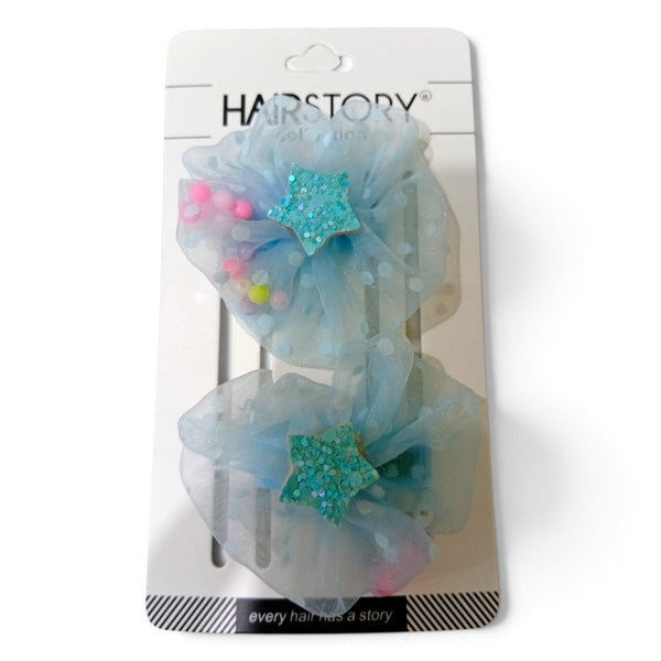 HAIRSTORY Sweet Pastel Flower W/Star and Beads Hair Clip