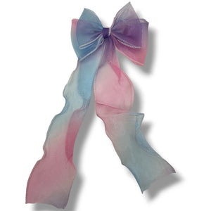 HAIRSTORY #22 Ribbon Long Bow Glittered Mesh