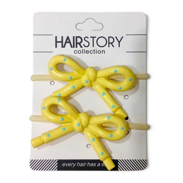 HAIRSTORY Cute Pastel Bow Charm Hair Tie
