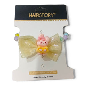 HAIRSTORY 2in1 Bracelet Hair ties Pastel Beads Ribbon W/ Bunny Charms