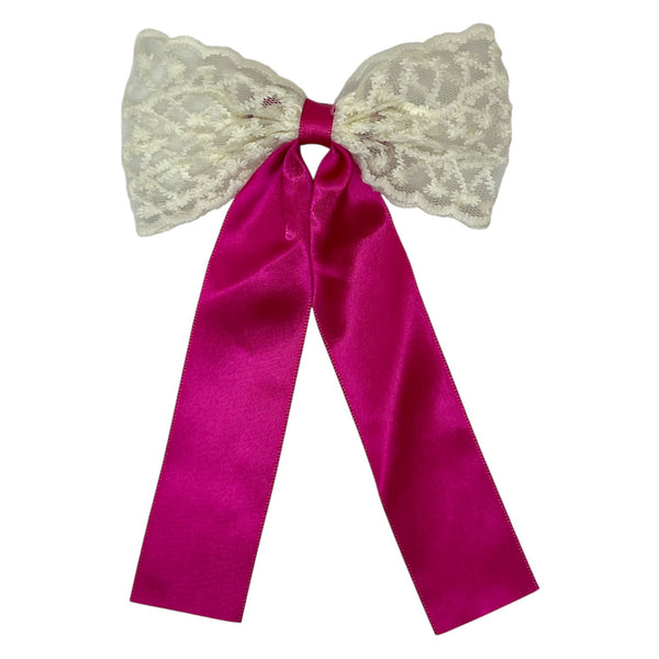 HAIRSTORY Lace Satin Long Bow Hairclip