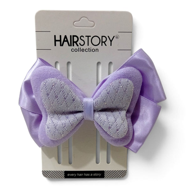 HAIRSTORY Double Layered Bow Diamond Patterned