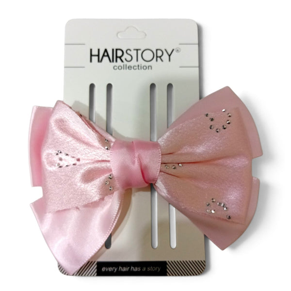 HAIRSTORY Satin Rhinestone Bow Hair Clips