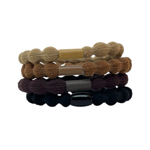 HAIRSTORY Wave Elastic Hair Tie with Tube Accent (Pack of 4)