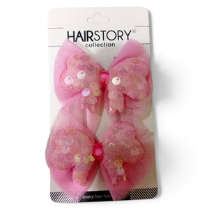 HAIRSTORY 001-BS Cute Pastel Bow Sequin Hair Clip