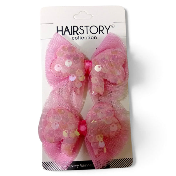 HAIRSTORY 001-BS Cute Pastel Bow Sequin Hair Clip
