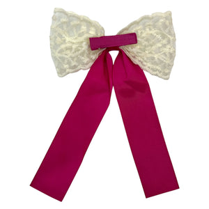 HAIRSTORY Lace Satin Long Bow Hairclip