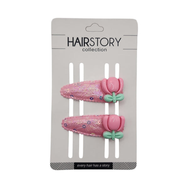 HAIRSTORY Sequin Flower Charm Snap Clip (#25-SF)