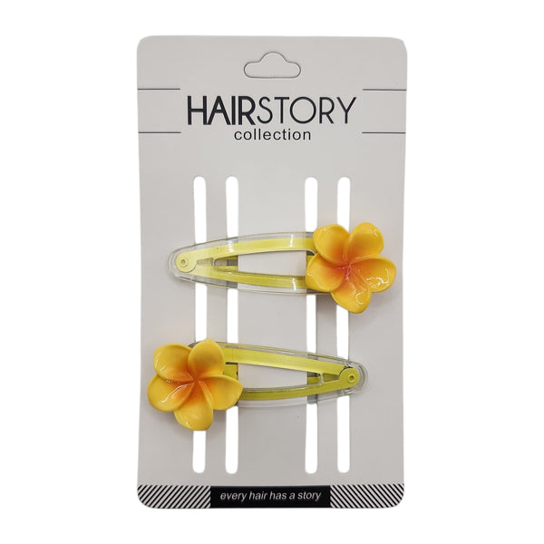 HAIRSTORY Transparent Plumeria Flower Snap Clip (#13-TPF)