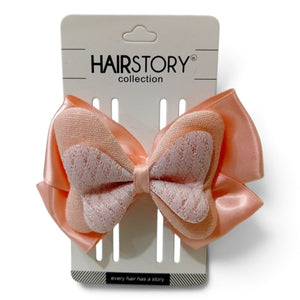 HAIRSTORY Double Layered Bow Diamond Patterned