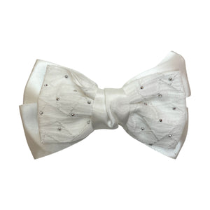 HAIRSTORY BHO00130 Bow Satin Fabric W/ Dotted Rhinestones