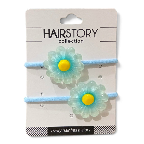 HAIRSTORY Cute Pastel Flower Charm Hair Tie