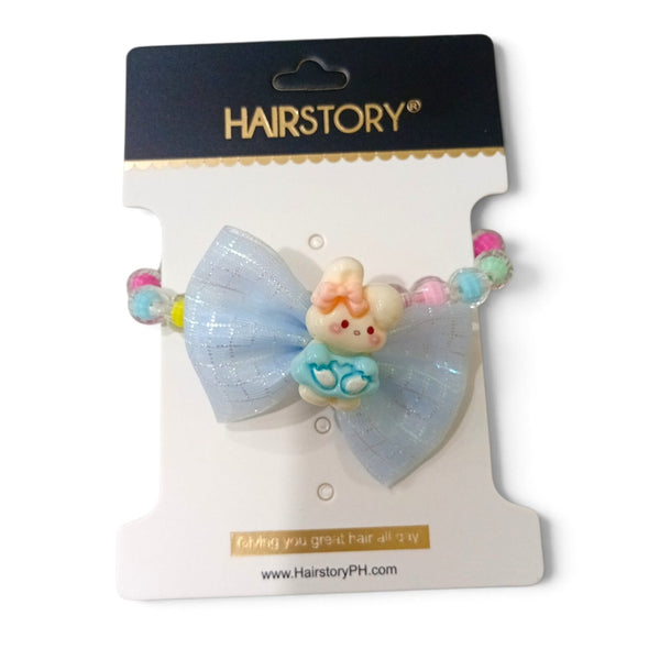 HAIRSTORY 2in1 Bracelet Hair ties Pastel Beads Ribbon W/ Bunny Charms