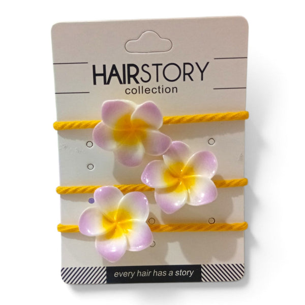 HAIRSTORY Plumeria Flower Charm Hair Ties