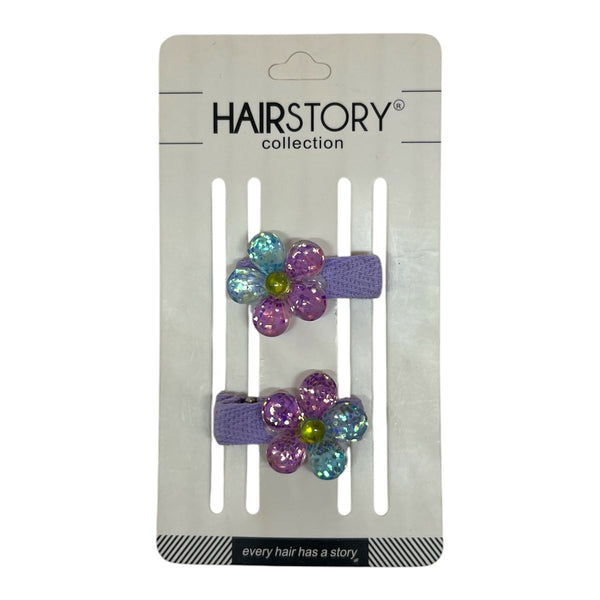 HAIRSTORY Glittered Flower Charm Snap Clip (001-GF)