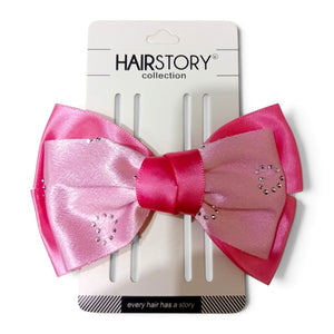 HAIRSTORY Satin Rhinestone Bow Hair Clips