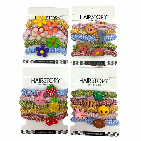 HAIRSTORY Checkered Hair Ties Ponytail (A7)
