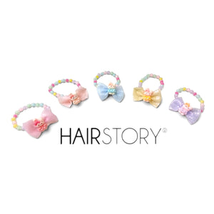HAIRSTORY 2in1 Bracelet Hair ties Pastel Beads Ribbon W/ Bunny Charms