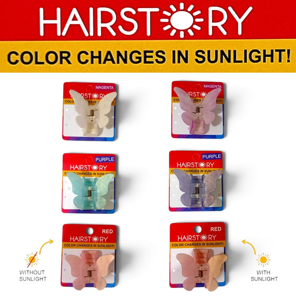 HAIRSTORY CCAH-0012 Sun UV Color Changing Acrylic Butterfly Clamp