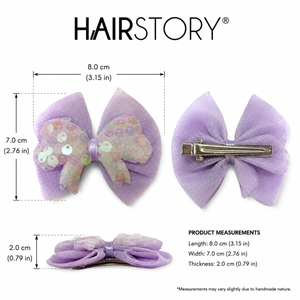 HAIRSTORY 001-BS Cute Pastel Bow Sequin Hair Clip