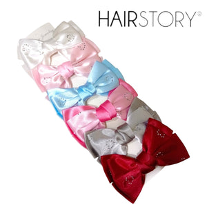 HAIRSTORY Satin Rhinestone Bow Hair Clips