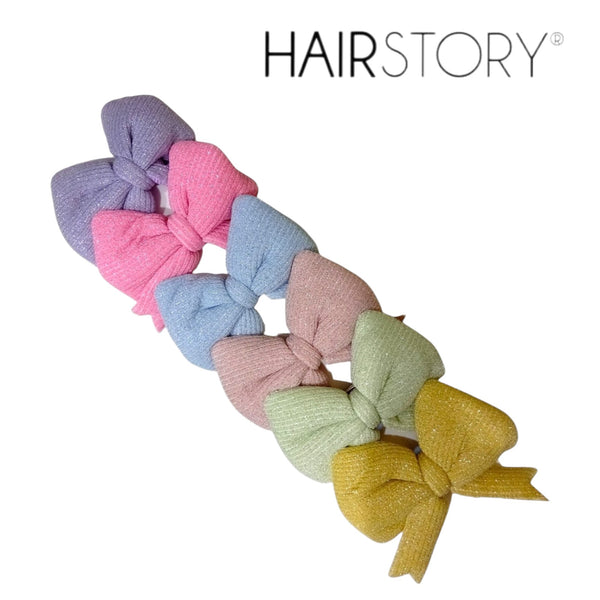HAIRSTORY Cute Pastel Color Lurex Fabric Hair Clip